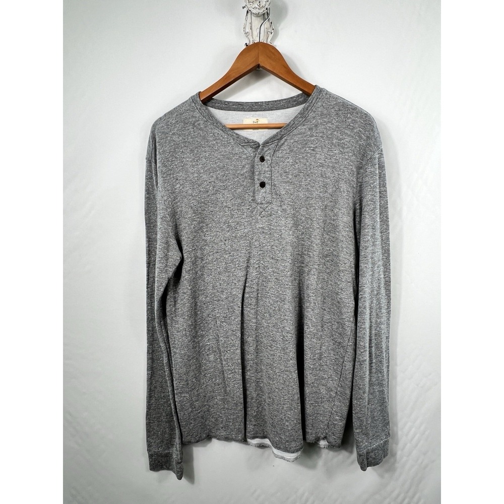 Marine‎ Layer Gray Henley Cotton Blend 2 Button Size Medium